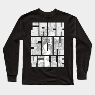 Jacksonville, USA City Map Typography - Light Long Sleeve T-Shirt